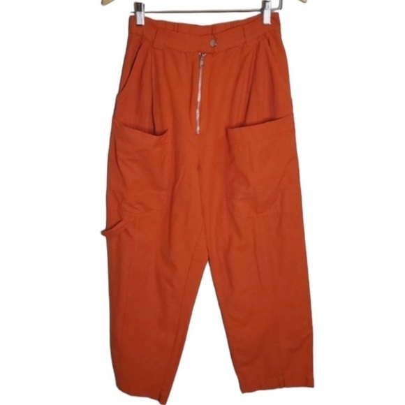 Urban Outfitters Kinley High Waist Cargo Utility Pants Orange Size 2 - Picture 5 of 12